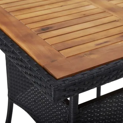 vidaXL Table d'extérieur Noir Résine tressée et bois d'acacia 2