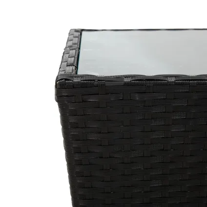 vidaXL Theetafel 41,5x41,5x43 cm poly rattan en gehard glas zwart 4