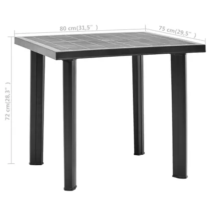 vidaXL Table de jardin Anthracite 80x75x72 cm Plastique 5