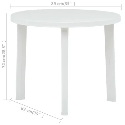 vidaXL Table de jardin Blanc 89 cm Plastique 5