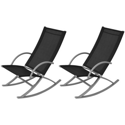 VidaXL tuinschommelstoel staal/textileen zwart 2 stuks