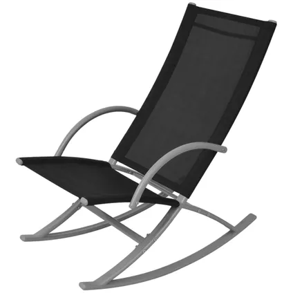 VidaXL tuinschommelstoel staal/textileen zwart 2 stuks 2