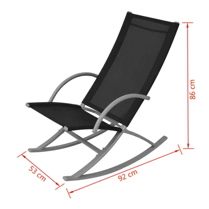VidaXL tuinschommelstoel staal/textileen zwart 2 stuks 7