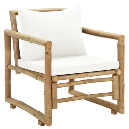 vidaXL Chaises de jardin 2 pcs avec coussins et oreillers Bambou 3
