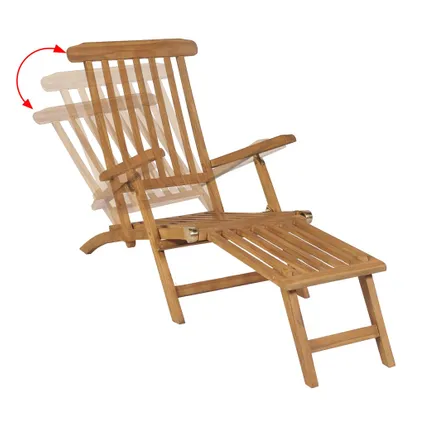 vidaXL Chaise de terrasse avec repose-pied Bois de teck solide 5