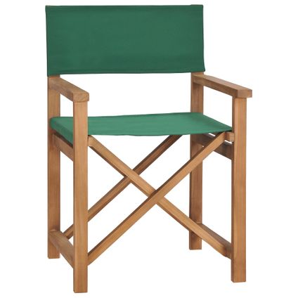 vidaXL Chaise de metteur en scène Bois de teck solide Vert