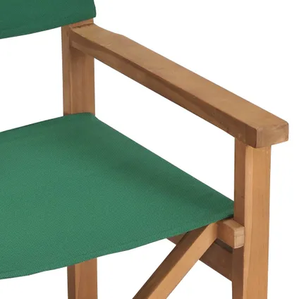 vidaXL Chaise de metteur en scène Bois de teck solide Vert 6