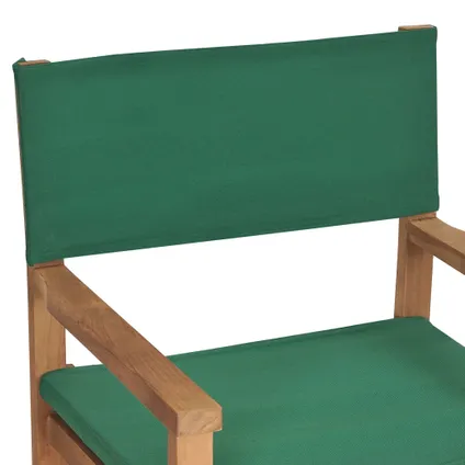 vidaXL Chaise de metteur en scène Bois de teck solide Vert 7