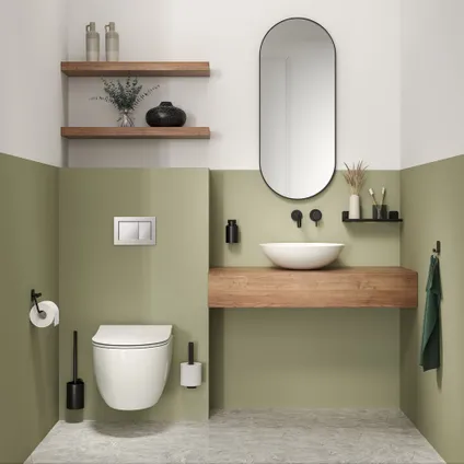 Ensemble d'accessoires de toilettes Tiger Colar porte-brosse WC + porte-rouleau papier toilette sans rabat + crochet porte-serviette noir 3