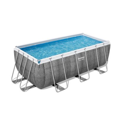 Bestway opzetzwembad Power Steel rechthoek met filterpomp Ø412x201x122cm