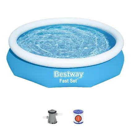 Bestway opblaaszwembad Fast Set rond met filterpomp Ø305x66cm 3