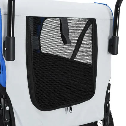 vidaXL Fietstrailer en kinderwagen 2-in-1 grijs en blauw 6