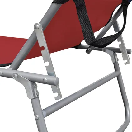 vidaXL Chaise longue pliable avec auvent Rouge Aluminium 5