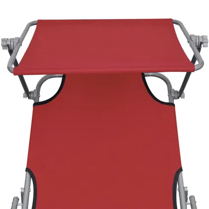 vidaXL Chaise longue pliable avec auvent Rouge Aluminium 6