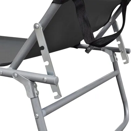 vidaXL Chaise longue pliable avec auvent Gris Aluminium 5