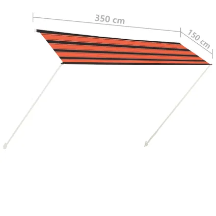 vidaXL Auvent rétractable 350x150 cm Orange et marron 7