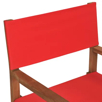 vidaXL Chaise de metteur en scène Bois de teck solide Rouge 7