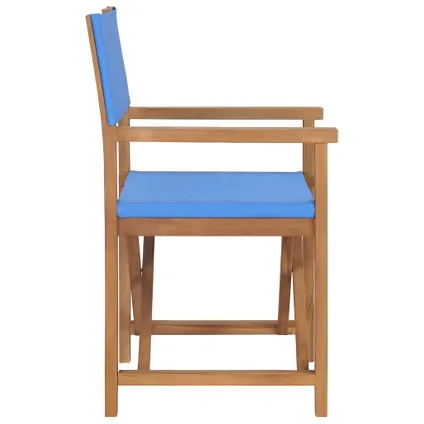 vidaXL Chaise de metteur en scène Bois de teck solide Bleu 2