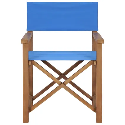 vidaXL Chaise de metteur en scène Bois de teck solide Bleu 3