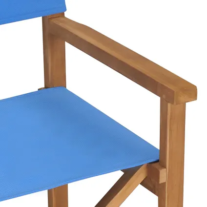 vidaXL Chaise de metteur en scène Bois de teck solide Bleu 6