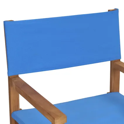 vidaXL Chaise de metteur en scène Bois de teck solide Bleu 7