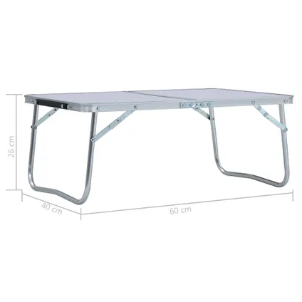 VidaXL campingtafel inklapbaar 60x40 cm aluminium wit 7