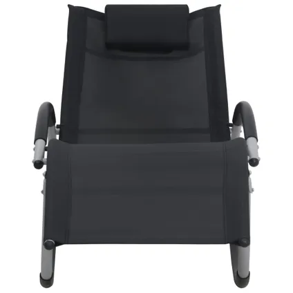 vidaXL Chaise longue avec oreiller Noir Textilène 3