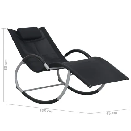 vidaXL Chaise longue avec oreiller Noir Textilène 5
