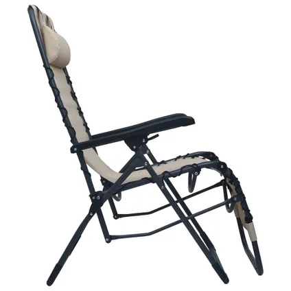vidaXL Chaise pliable de terrasse Crème Textilène 2