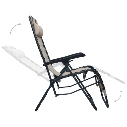 vidaXL Chaise pliable de terrasse Crème Textilène 5