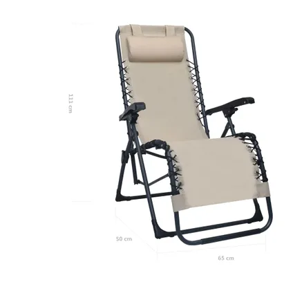 vidaXL Chaise pliable de terrasse Crème Textilène 8