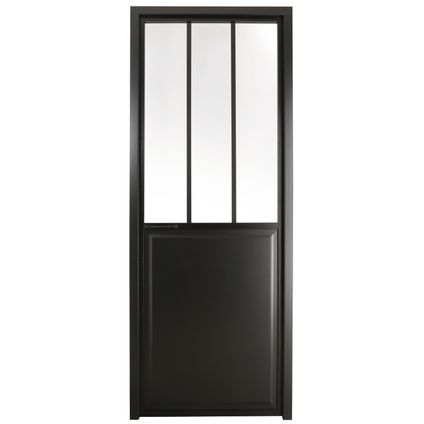 Binnendeur Atelier linksdraaiend zwart aluminium helder glas 201,5x78cm