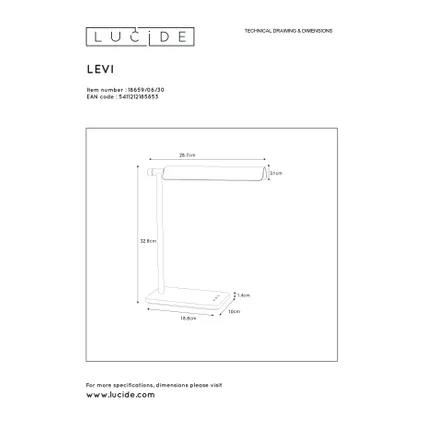 Lucide bureaulamp Levi zwart 5,5W 8
