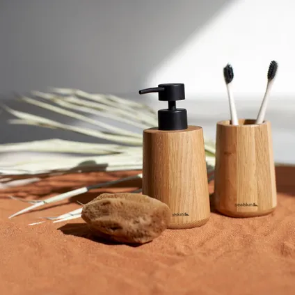 Ensemble d'accessoires de salle de bain Sealskin Earth distributeur de savon 150 ml + gobelet à brosse à dents chêne 5