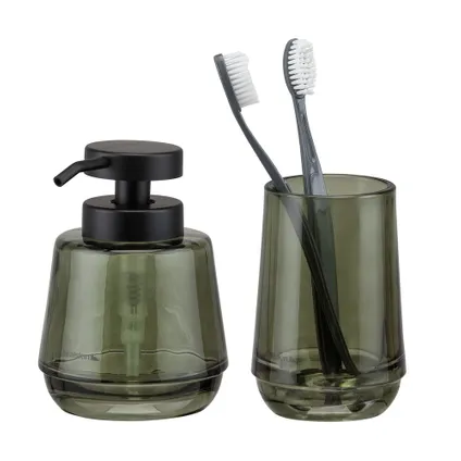 Ensemble d'accessoires de salle de bain distributeur de savon 380ml + gobelet à brosse à dents vert 3