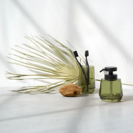 Ensemble d'accessoires de salle de bain distributeur de savon 380ml + gobelet à brosse à dents vert 5