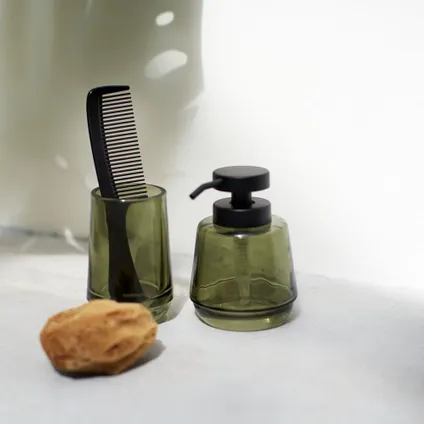 Ensemble d'accessoires de salle de bain distributeur de savon 380ml + gobelet à brosse à dents vert 7
