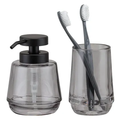Ensemble d'accessoires de salle de bain Sealskin Mood distributeur de savon 380ml + gobelet à brosse à dents gris 3