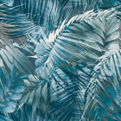 Vliesbehang Antigua Palm blauw 170705