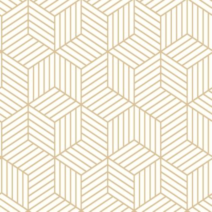 Papier peint autocollant RoomMates Stripped Hexagon Gold