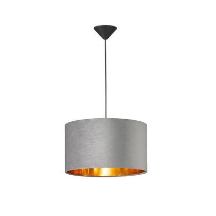 Fischer & Honsel hanglamp Aura grijs fluweel ⌀30cm E27 40W