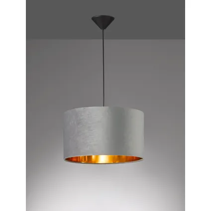 Fischer & Honsel hanglamp Aura grijs fluweel ⌀30cm E27 40W 3