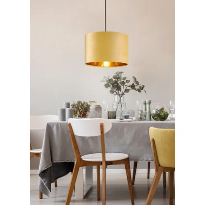 Fischer & Honsel hanglamp Aura oker fluweel ⌀30cm E27 40W 2