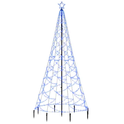 vidaXL Arbre de Noël avec poteau en métal 500 LED bleues 3 m