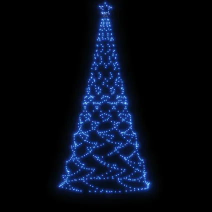 vidaXL Kerstboom met metalen paal en 500 blauwe LED's 3 m 4