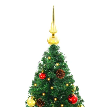 vidaXL Kunstkerstboom met verlichting en kerstballen 150 cm groen 5