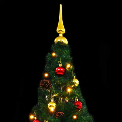 vidaXL Kunstkerstboom met verlichting en kerstballen 150 cm groen 6