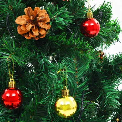 vidaXL Kunstkerstboom met verlichting en kerstballen 150 cm groen 7