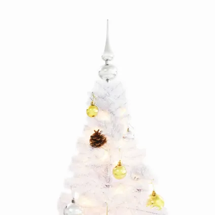 vidaXL Kunstkerstboom met verlichting en kerstballen 180 cm wit 5