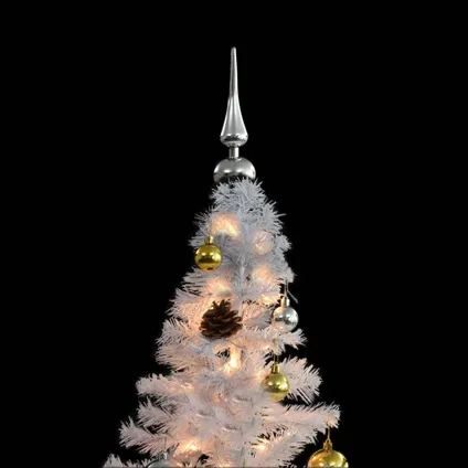 vidaXL Kunstkerstboom met verlichting en kerstballen 180 cm wit 6